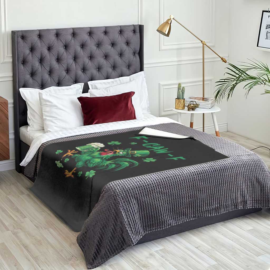 Funny F Caw F Chicken St Patricks Day Throw Blanket Irish Beer Drinking Shamrock Print