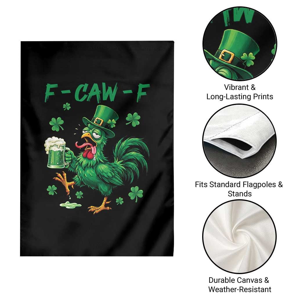 Funny F Caw F Chicken St Patricks Day Garden Flag Irish Beer Drinking Shamrock Print
