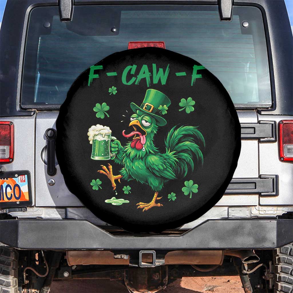 Funny F Caw F Chicken St Patricks Day Spare Tire Cover Irish Beer Drinking Shamrock Print