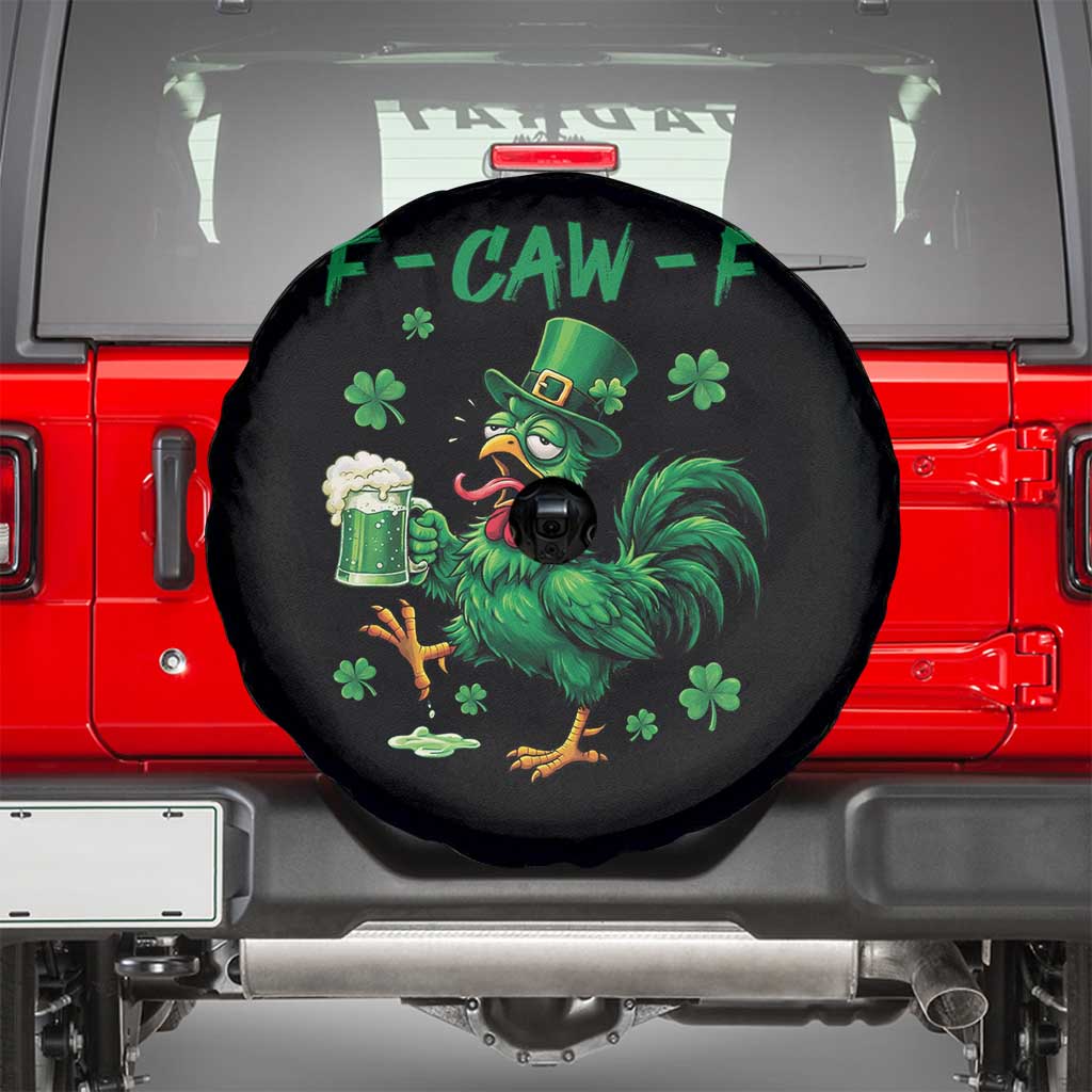 Funny F Caw F Chicken St Patricks Day Spare Tire Cover Irish Beer Drinking Shamrock Print