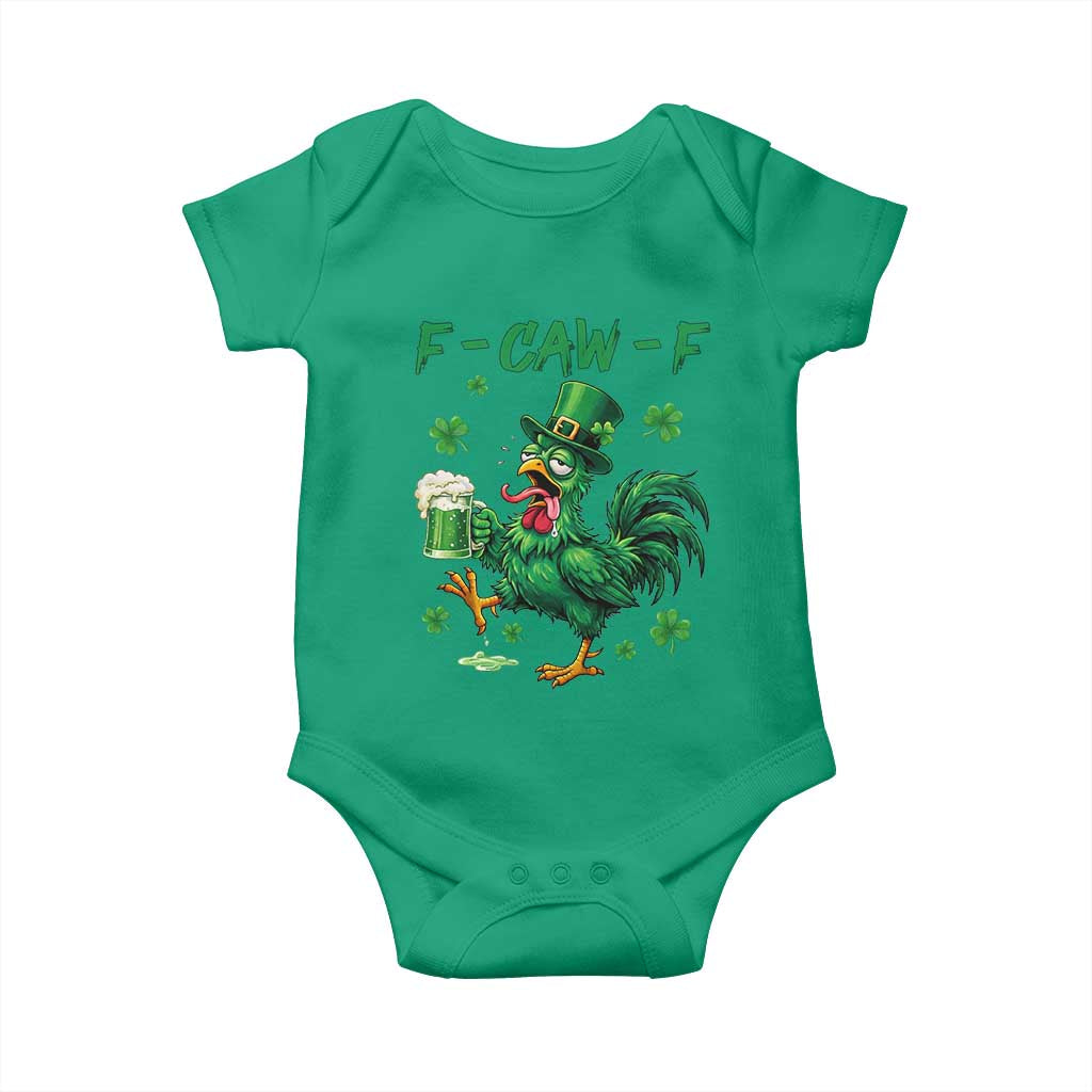 Funny F Caw F Chicken St Patricks Day Baby Onesie Irish Beer Drinking Shamrock Print