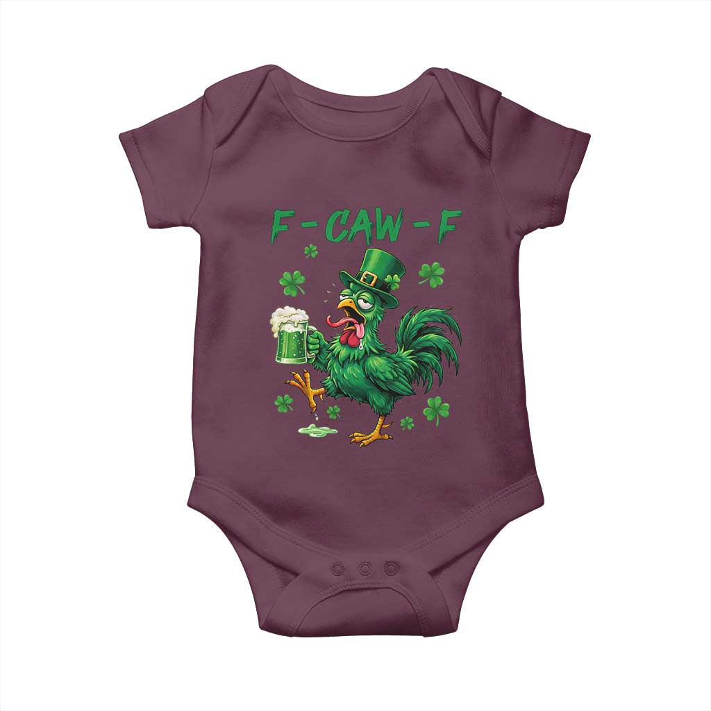 Funny F Caw F Chicken St Patricks Day Baby Onesie Irish Beer Drinking Shamrock Print