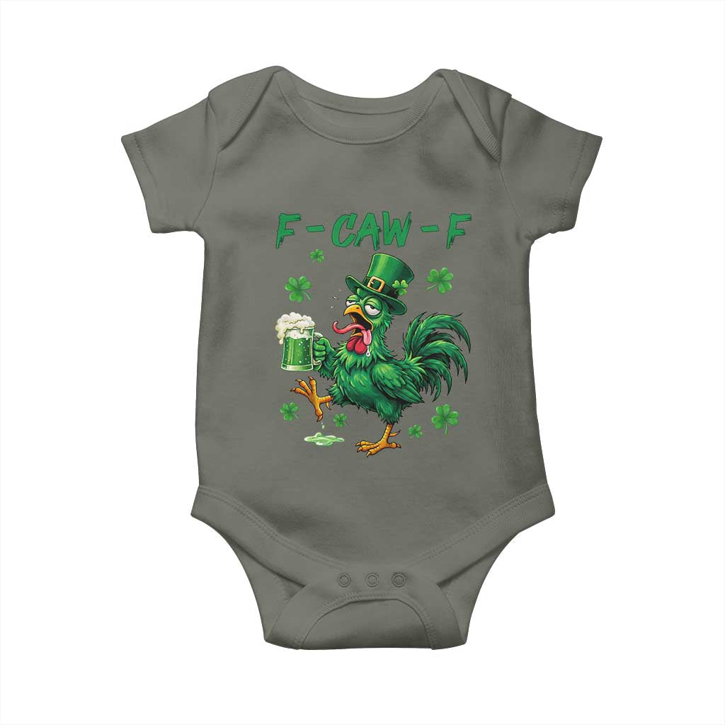 Funny F Caw F Chicken St Patricks Day Baby Onesie Irish Beer Drinking Shamrock Print