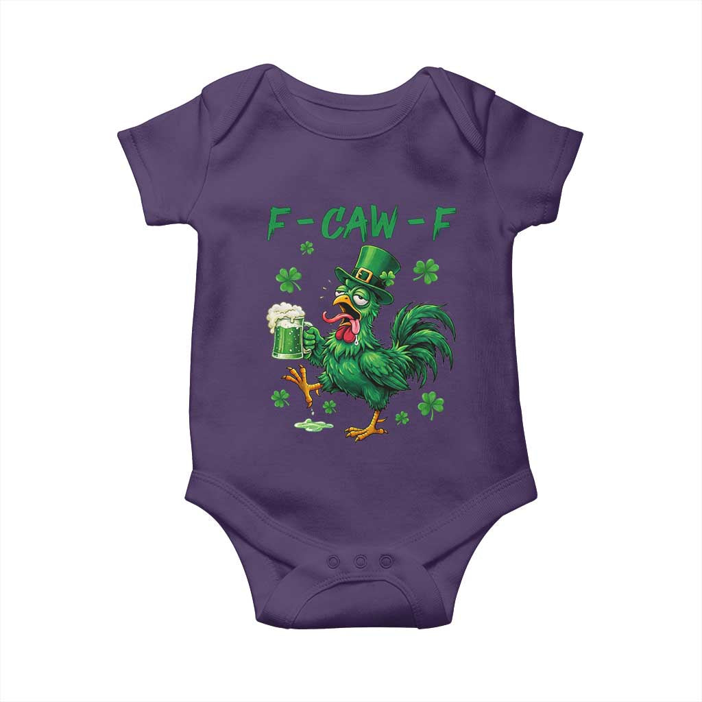 Funny F Caw F Chicken St Patricks Day Baby Onesie Irish Beer Drinking Shamrock Print