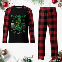 Funny F Caw F Chicken St Patricks Day Plaid Pajama Set Irish Beer Drinking Shamrock Print