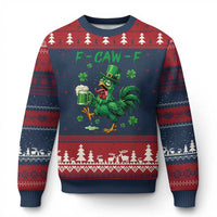 Funny F Caw F Chicken St Patricks Day Ugly Christmas Sweater Irish Beer Drinking Shamrock Print