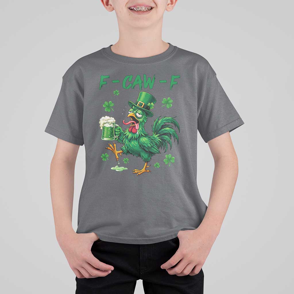 Funny F Caw F Chicken St Patricks Day T Shirt For Kid Irish Beer Drinking Shamrock Print