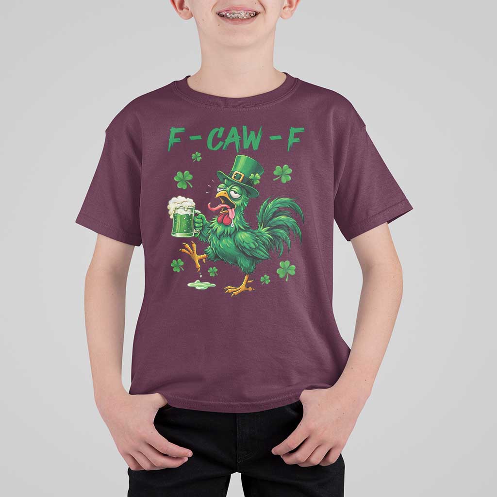 Funny F Caw F Chicken St Patricks Day T Shirt For Kid Irish Beer Drinking Shamrock Print