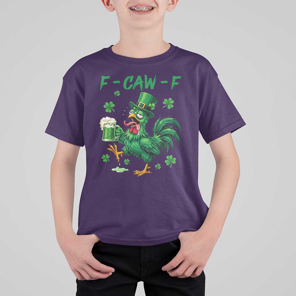 Funny F Caw F Chicken St Patricks Day T Shirt For Kid Irish Beer Drinking Shamrock Print