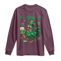 Funny F Caw F Chicken St Patricks Day Long Sleeve Shirt Irish Beer Drinking Shamrock Print