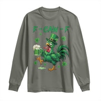 Funny F Caw F Chicken St Patricks Day Long Sleeve Shirt Irish Beer Drinking Shamrock Print