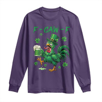Funny F Caw F Chicken St Patricks Day Long Sleeve Shirt Irish Beer Drinking Shamrock Print