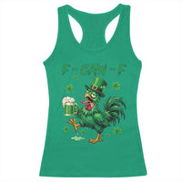 Funny F Caw F Chicken St Patricks Day Racerback Tank Top Irish Beer Drinking Shamrock Print