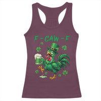 Funny F Caw F Chicken St Patricks Day Racerback Tank Top Irish Beer Drinking Shamrock Print