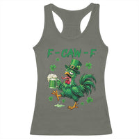 Funny F Caw F Chicken St Patricks Day Racerback Tank Top Irish Beer Drinking Shamrock Print