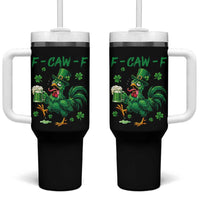 Funny F Caw F Chicken St Patricks Day Tumbler With Handle Irish Beer Drinking Shamrock Print