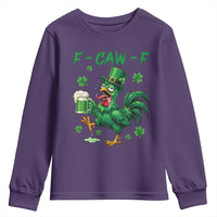 Funny F Caw F Chicken St Patricks Day Youth Sweatshirt Irish Beer Drinking Shamrock Print