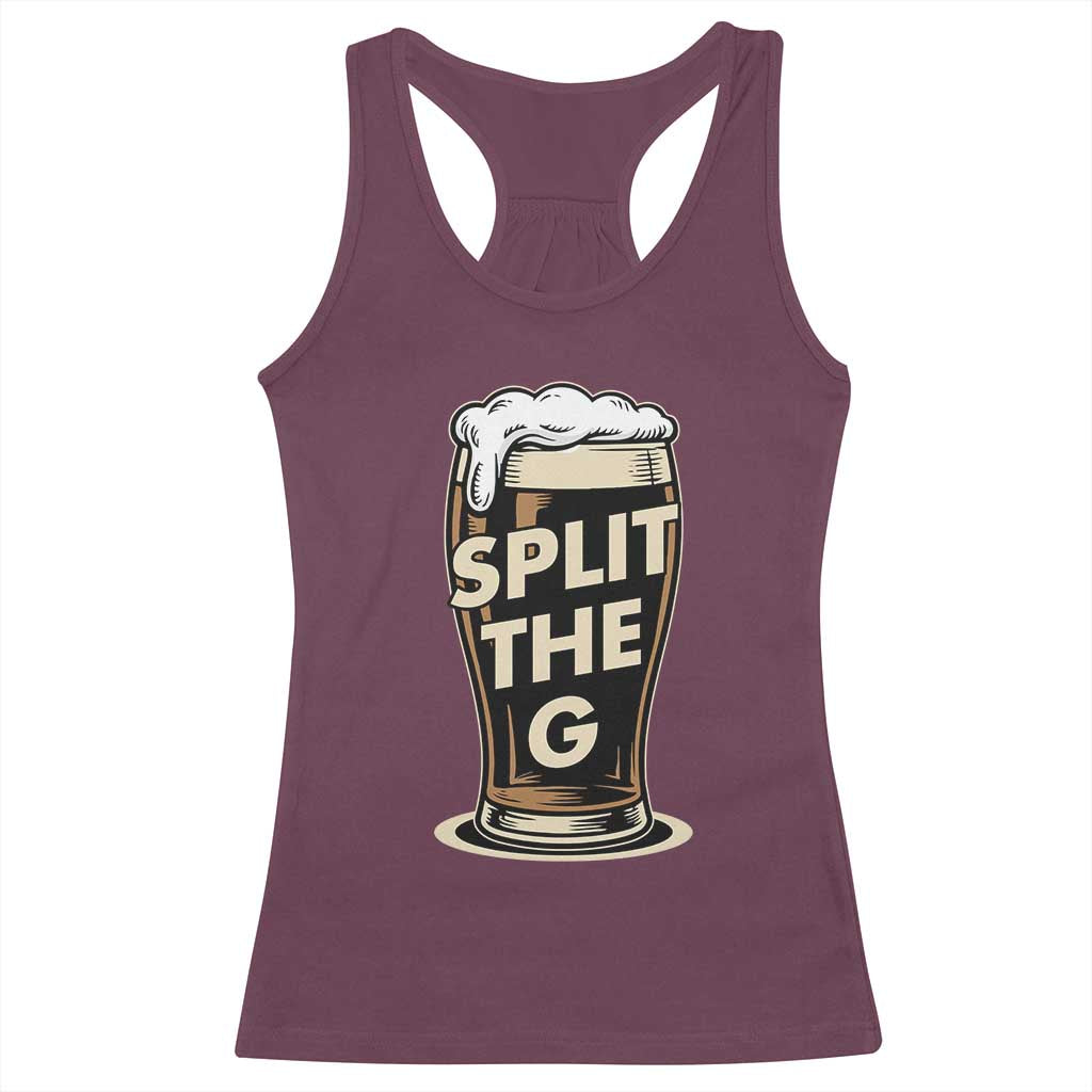 Funny Irish Beer Slit The G Racerback Tank Top Stout Beer Drinking Lover