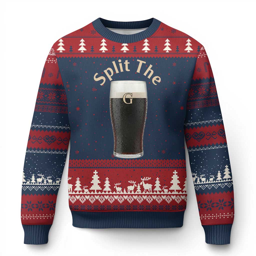 Funny Irish Beer Split The G Ugly Christmas Sweater St Patricks Day Stout Beer Drinking Day