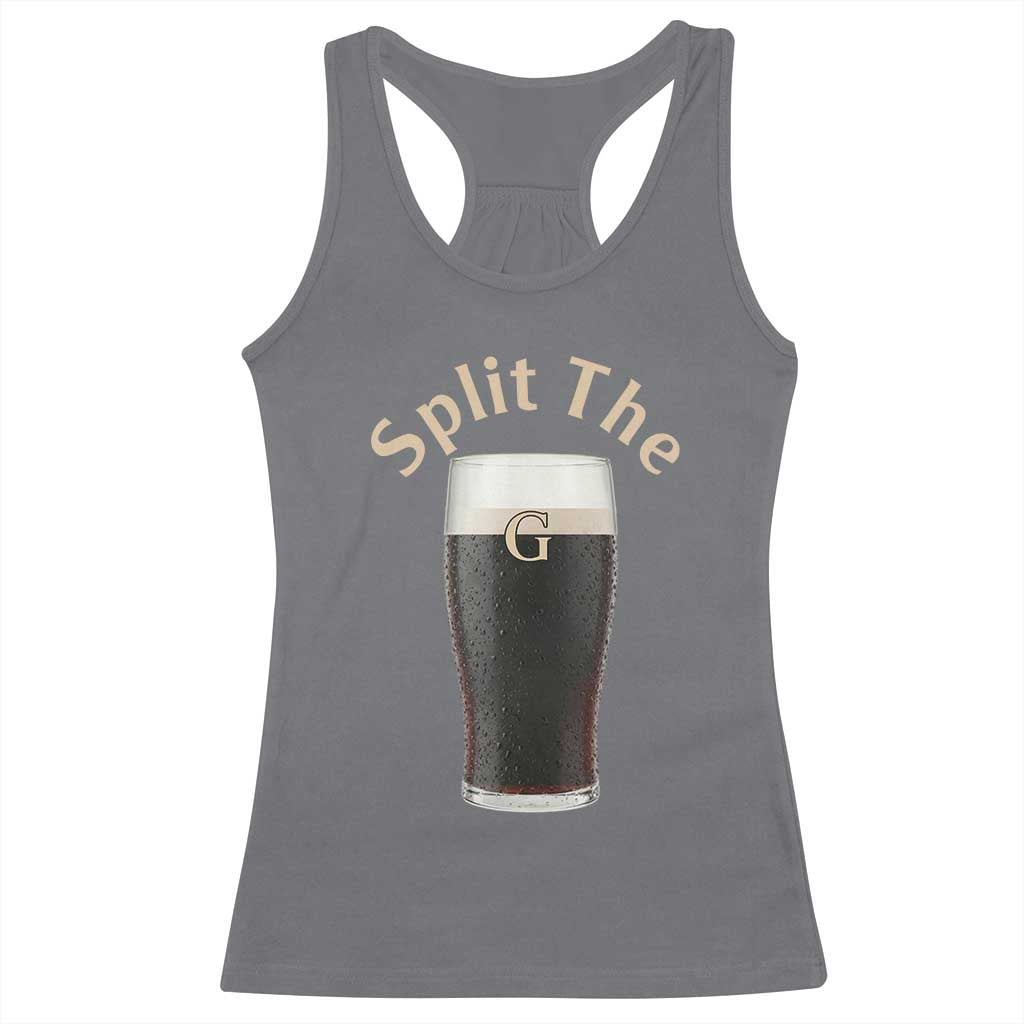Funny Irish Beer Split The G Racerback Tank Top St Patricks Day Stout Beer Drinking Day