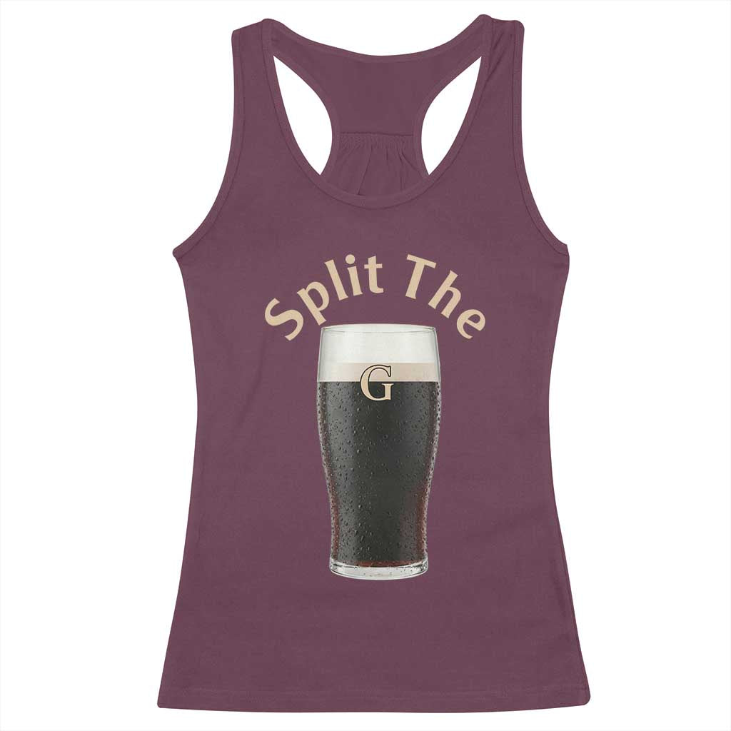 Funny Irish Beer Split The G Racerback Tank Top St Patricks Day Stout Beer Drinking Day