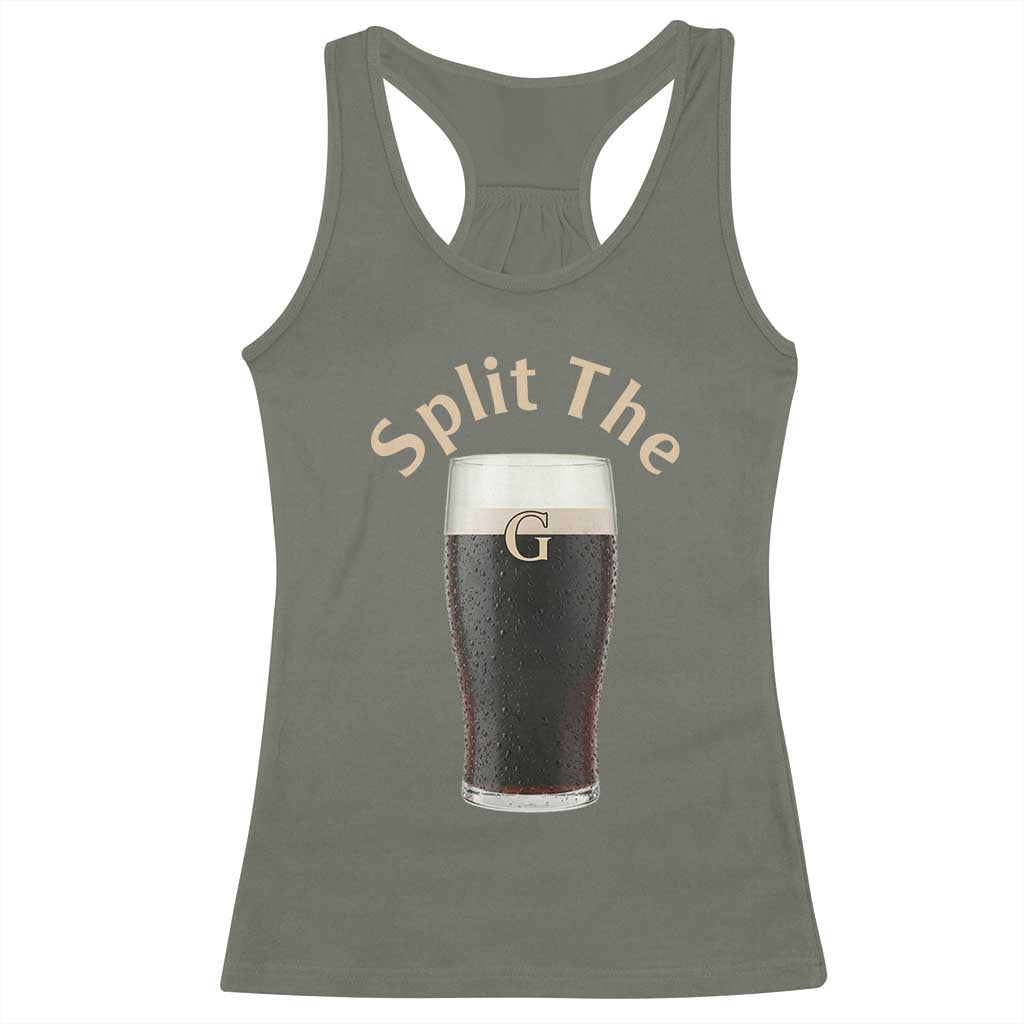 Funny Irish Beer Split The G Racerback Tank Top St Patricks Day Stout Beer Drinking Day