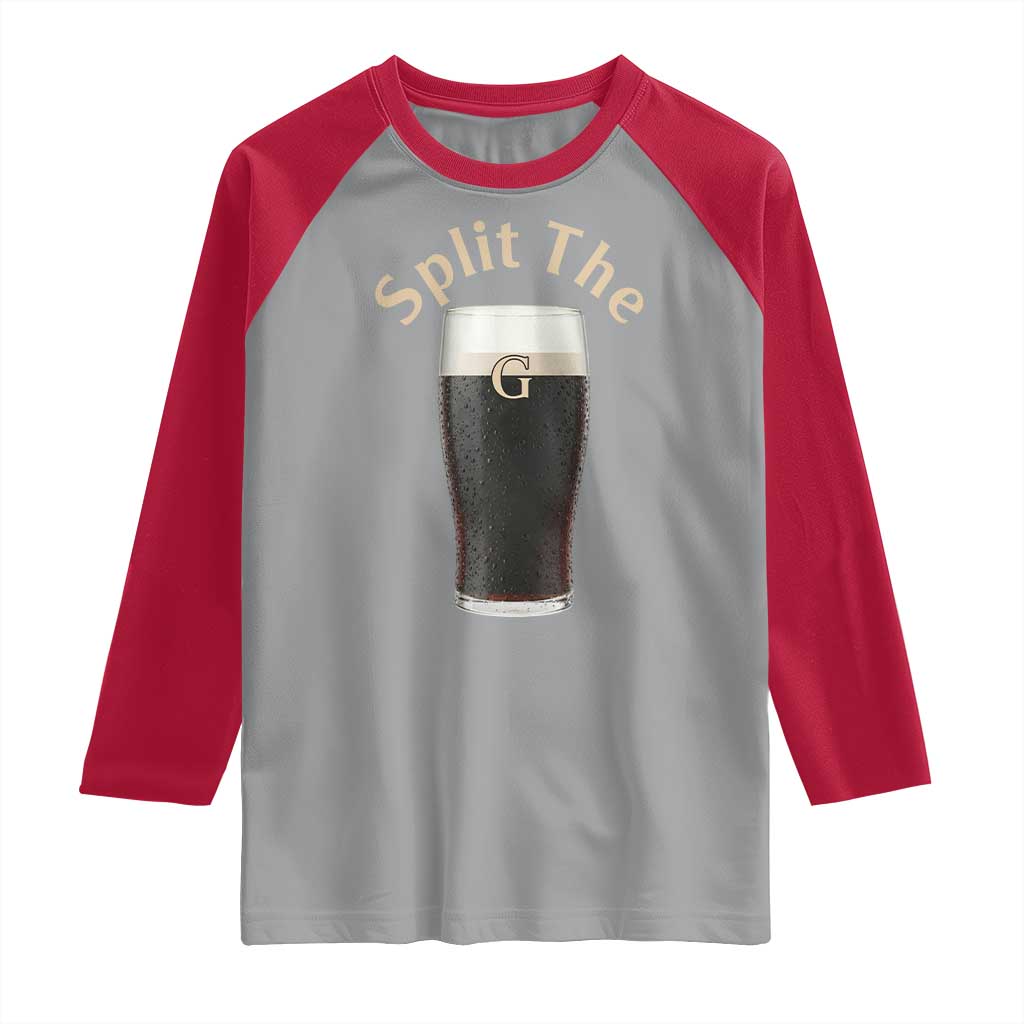 Funny Irish Beer Split The G Raglan Shirt St Patricks Day Stout Beer Drinking Day