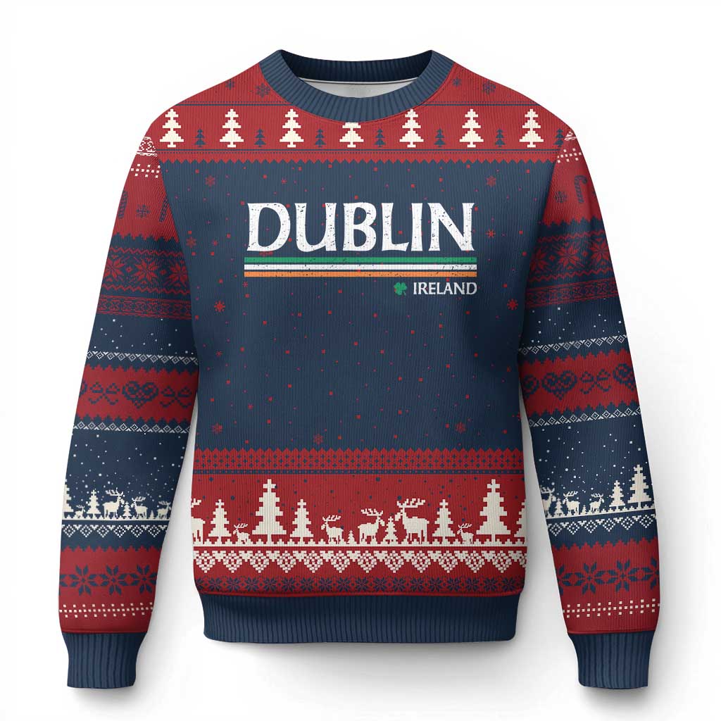 Dublin Ireland Ugly Christmas Sweater Ireland Flag Souvenirs St Patricks Day Shamrock
