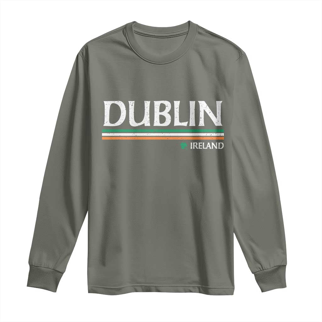 Dublin Ireland Long Sleeve Shirt Ireland Flag Souvenirs St Patricks Day Shamrock