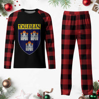 Dublin Ireland Plaid Pajama Set The Coat of Arms of Dublin Three Burning Castles