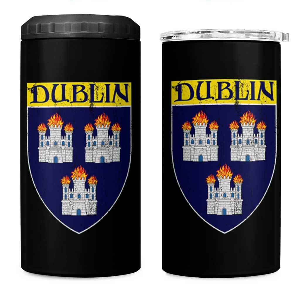 Dublin Ireland 4 in 1 Can Cooler Tumbler The Coat of Arms of Dublin Three Burning Castles