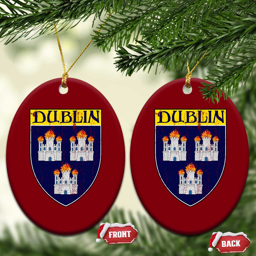 Dublin Ireland Ceramic Ornament The Coat of Arms of Dublin Three Burning Castles