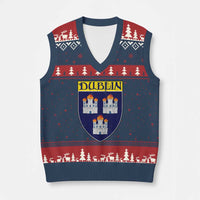 Dublin Ireland V-Neck Knit Sweater Vest The Coat of Arms of Dublin Three Burning Castles