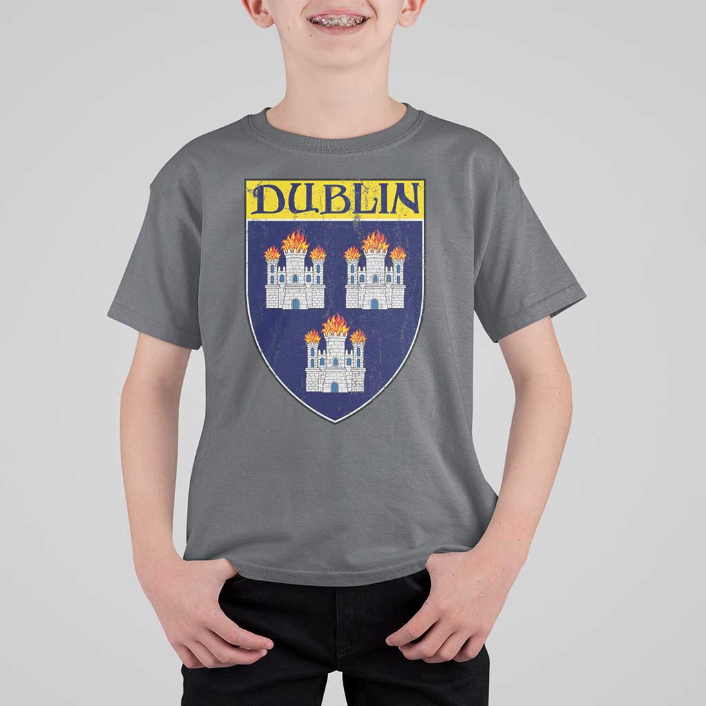 Dublin Ireland T Shirt For Kid The Coat of Arms of Dublin Three Burning Castles