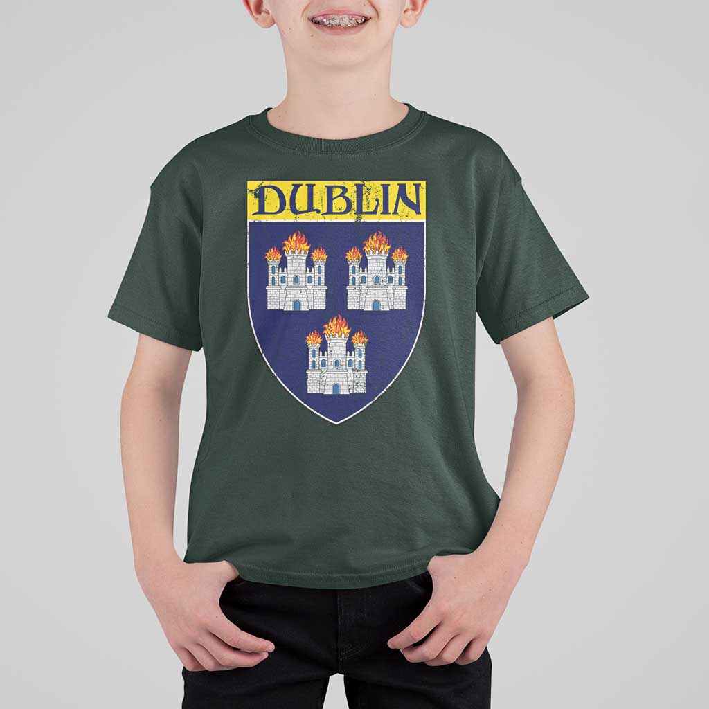 Dublin Ireland T Shirt For Kid The Coat of Arms of Dublin Three Burning Castles