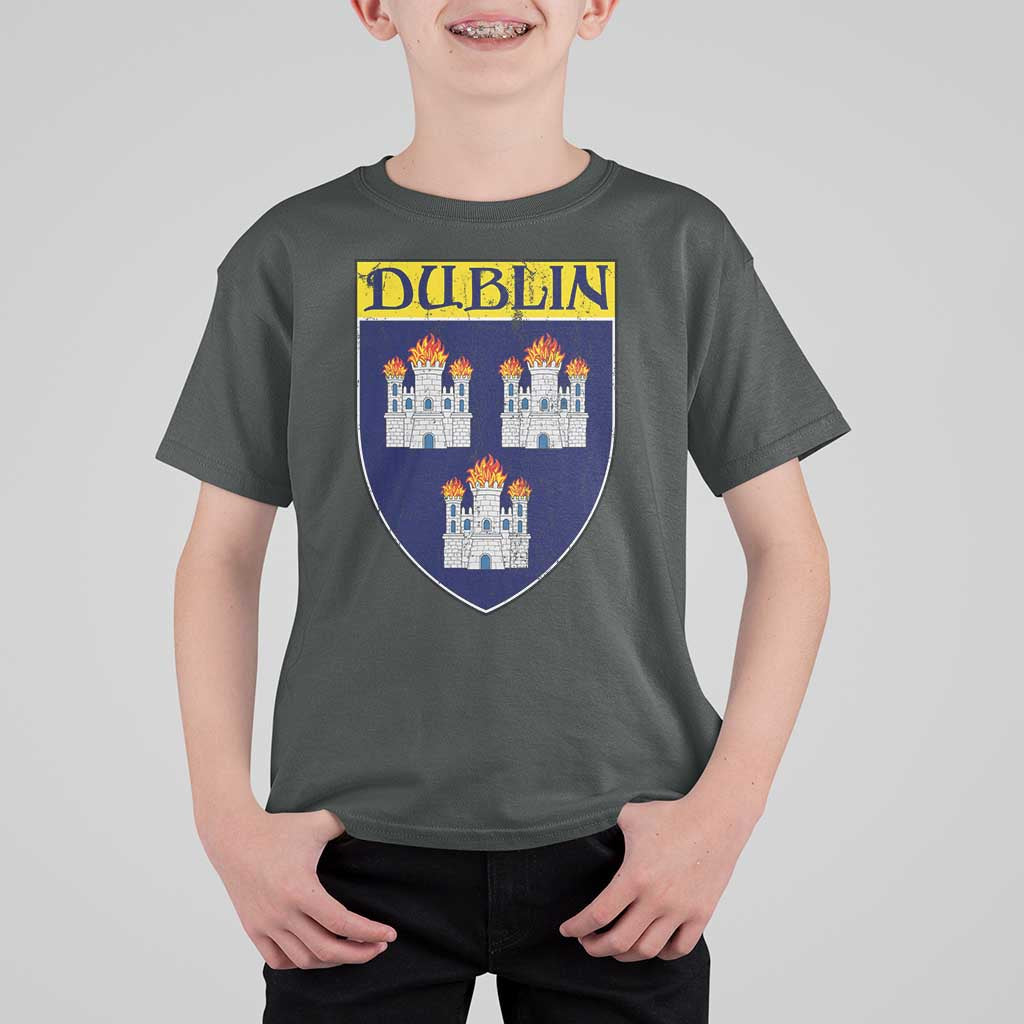 Dublin Ireland T Shirt For Kid The Coat of Arms of Dublin Three Burning Castles
