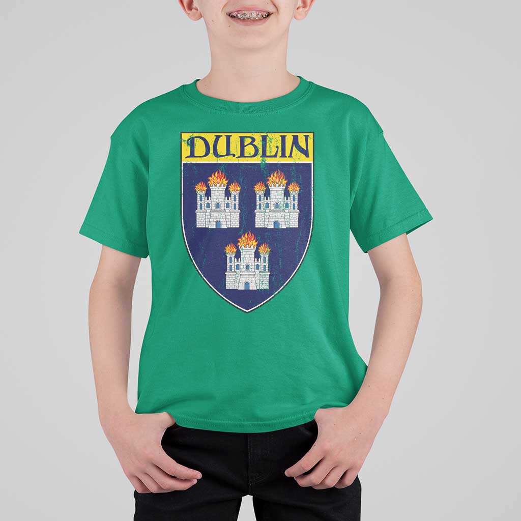 Dublin Ireland T Shirt For Kid The Coat of Arms of Dublin Three Burning Castles