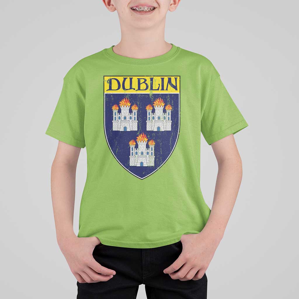 Dublin Ireland T Shirt For Kid The Coat of Arms of Dublin Three Burning Castles