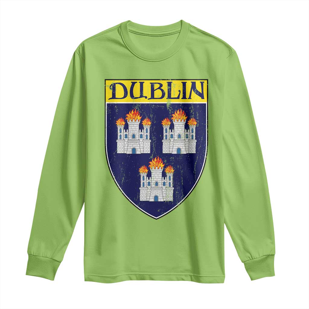 Dublin Ireland Long Sleeve Shirt The Coat of Arms of Dublin Three Burning Castles