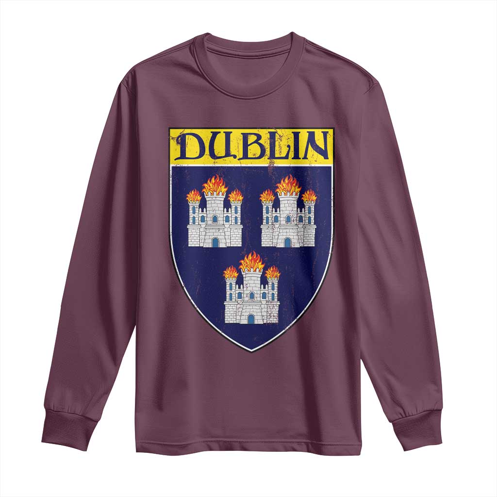 Dublin Ireland Long Sleeve Shirt The Coat of Arms of Dublin Three Burning Castles