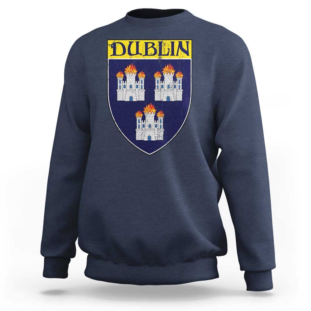 Dublin Ireland Sweatshirt The Coat of Arms of Dublin Three Burning Castles