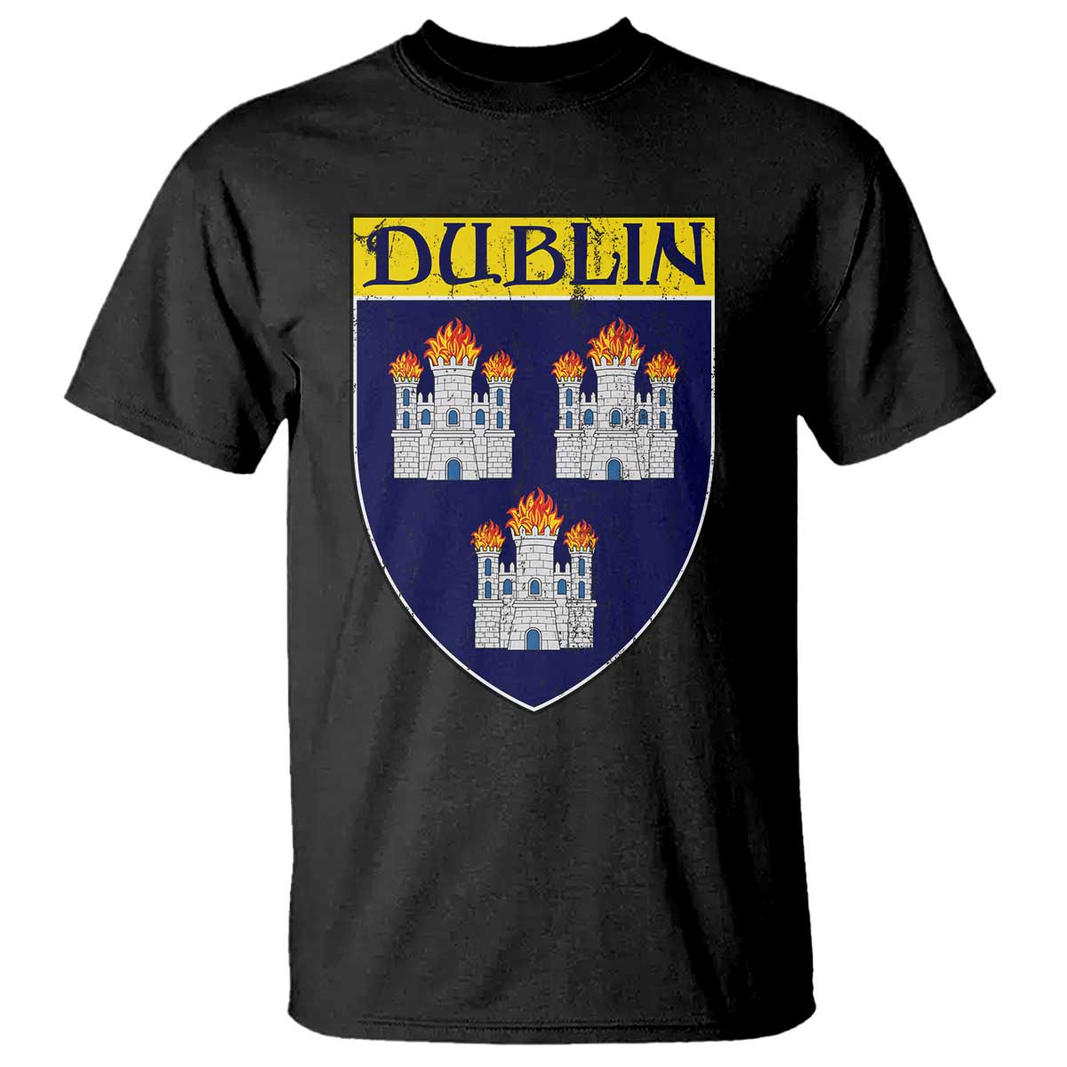 Dublin Ireland T Shirt The Coat of Arms of Dublin Three Burning Castles