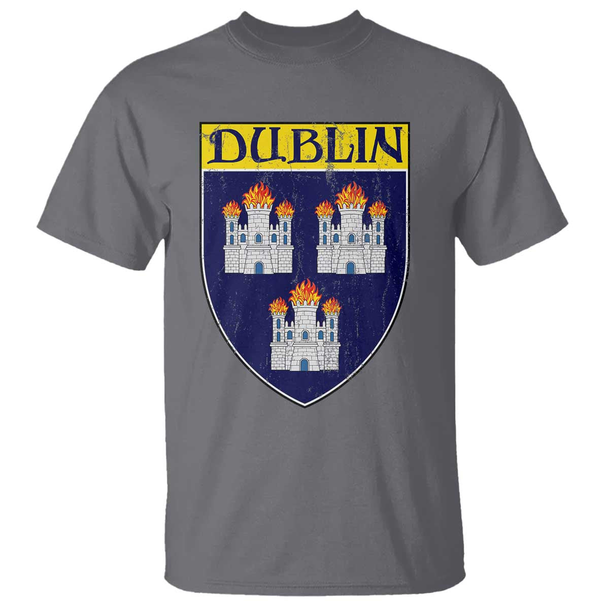 Dublin Ireland T Shirt The Coat of Arms of Dublin Three Burning Castles