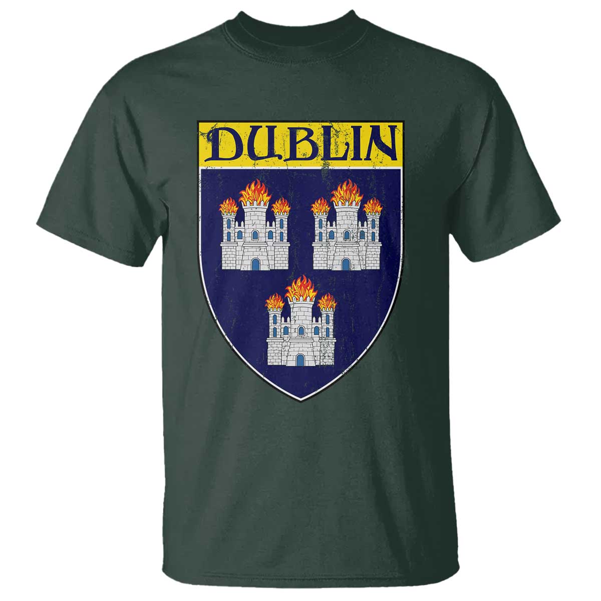 Dublin Ireland T Shirt The Coat of Arms of Dublin Three Burning Castles