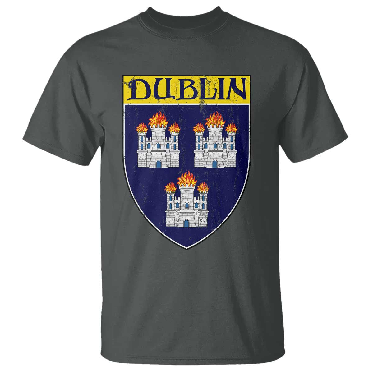 Dublin Ireland T Shirt The Coat of Arms of Dublin Three Burning Castles