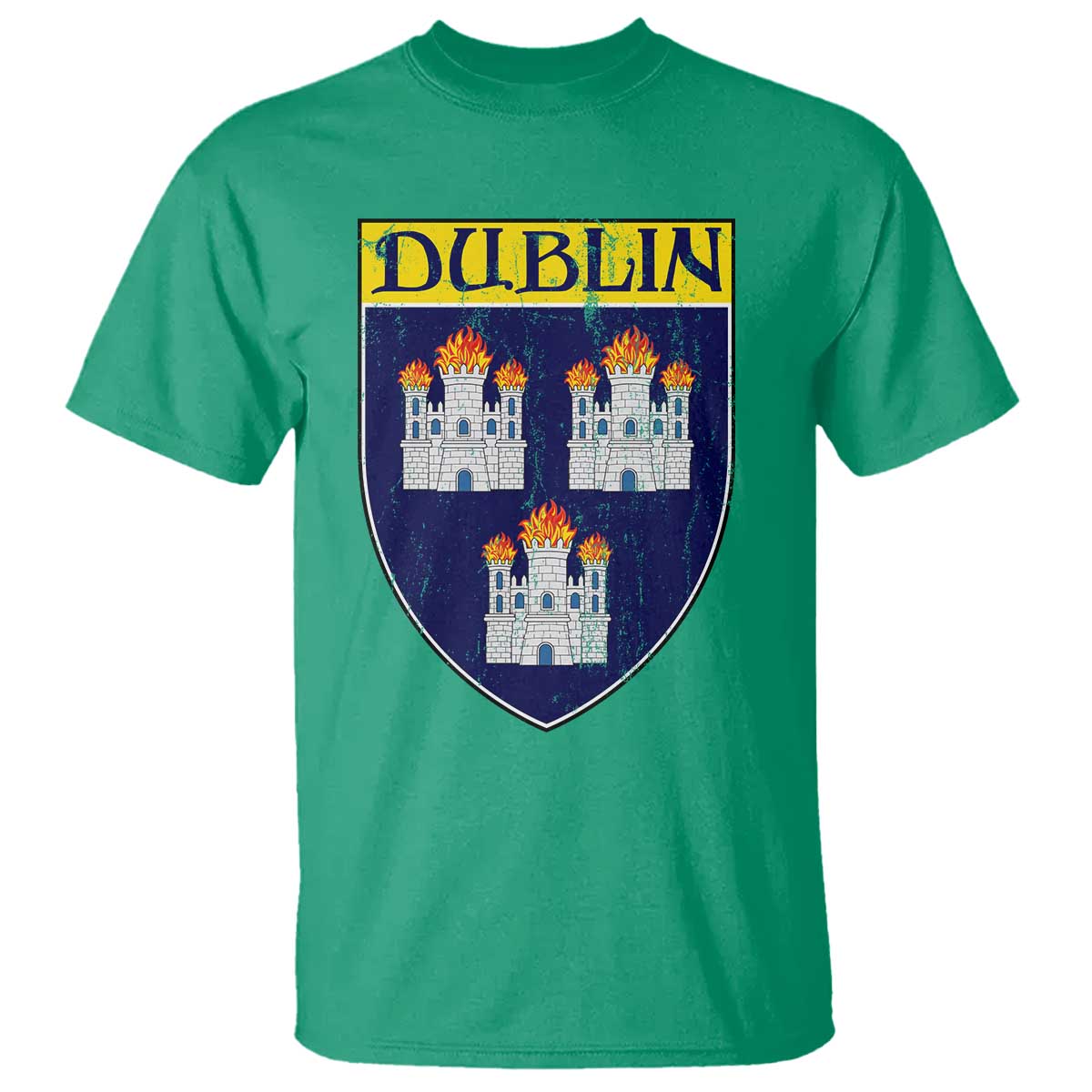 Dublin Ireland T Shirt The Coat of Arms of Dublin Three Burning Castles