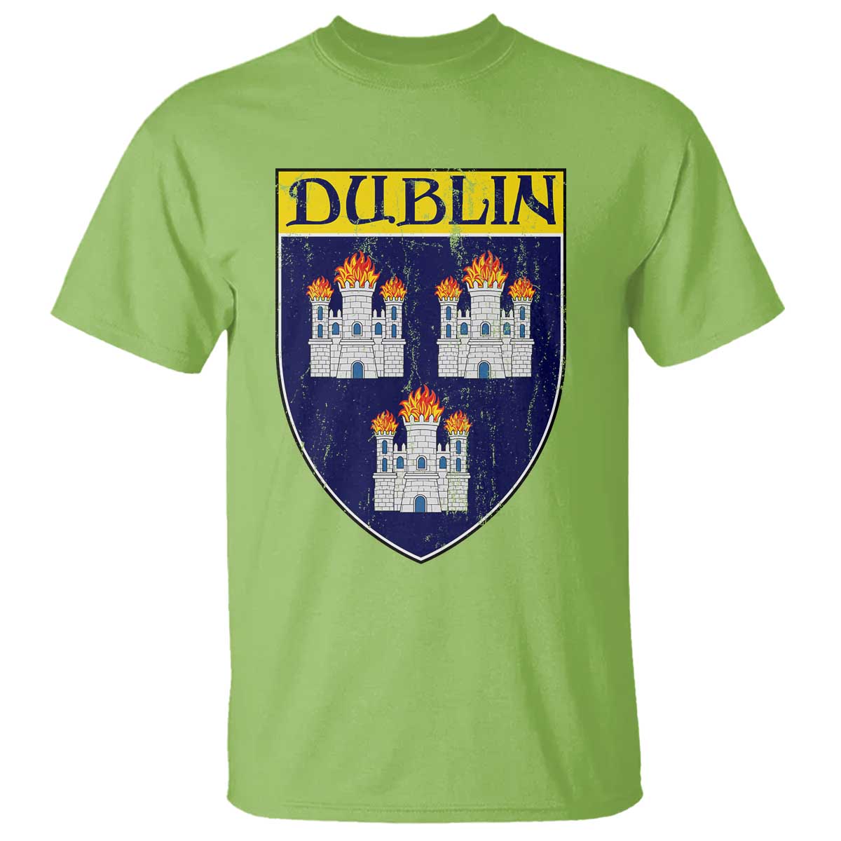 Dublin Ireland T Shirt The Coat of Arms of Dublin Three Burning Castles