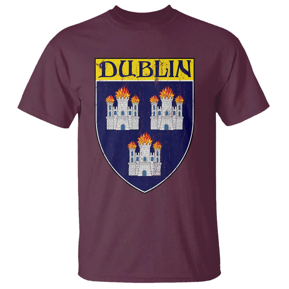 Dublin Ireland T Shirt The Coat of Arms of Dublin Three Burning Castles