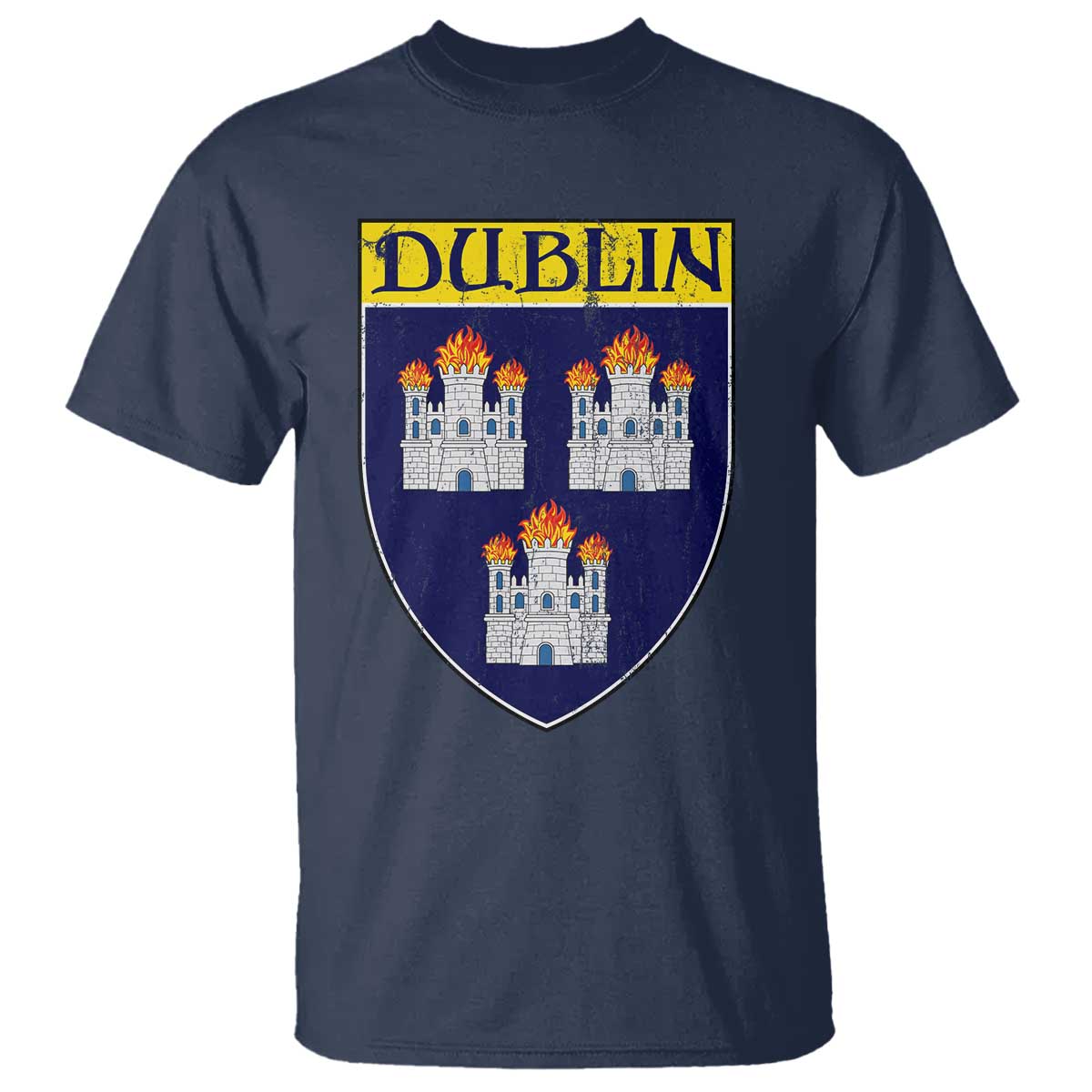 Dublin Ireland T Shirt The Coat of Arms of Dublin Three Burning Castles