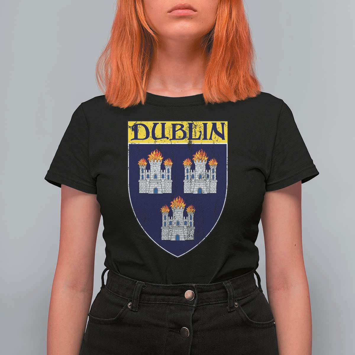 Dublin Ireland T Shirt For Women The Coat of Arms of Dublin Three Burning Castles